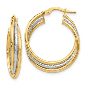 14k Two tone Twisted Hoop Earrings