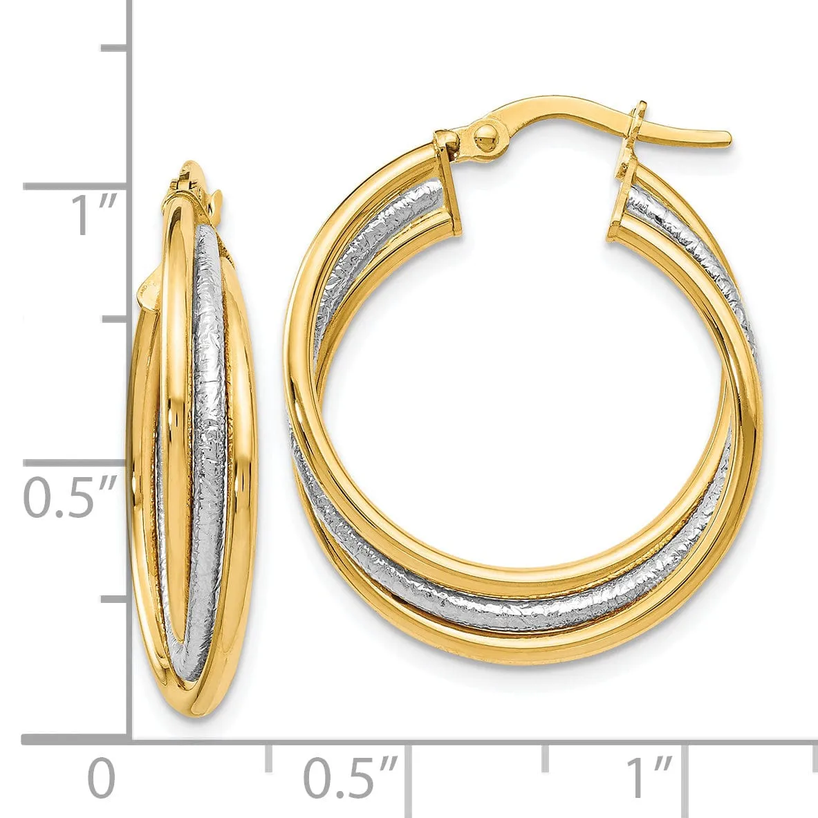 14k Two tone Twisted Hoop Earrings