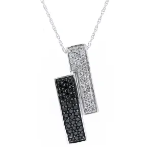 14K WG Black Diamond Bar Pendant