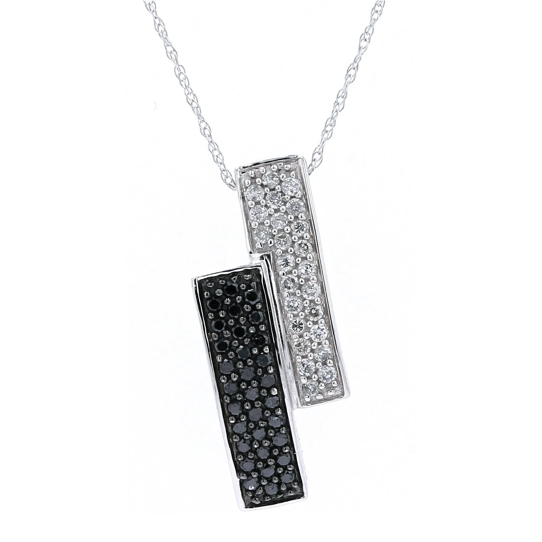 14K WG Black Diamond Bar Pendant