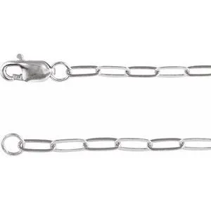 14K White 2.1 mm Paperclip-Style 18" Chain