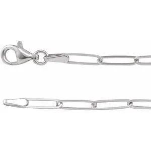 14K White 2.6 mm Paperclip-Style 20" Chain