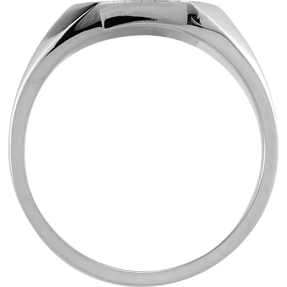 14k White Gold 10x12mm Octagon Signet Ring , Size 6
