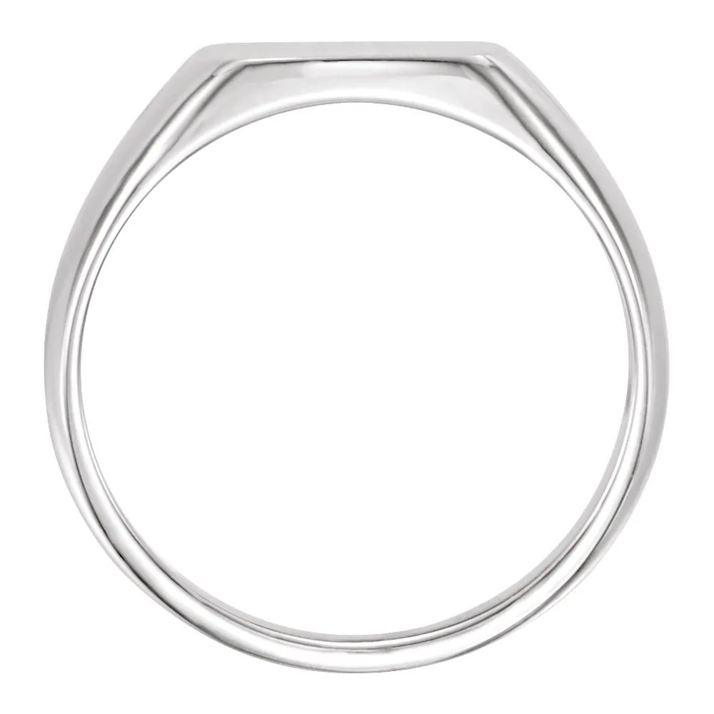 14k White Gold 13x12mm Signet Ring, Size 11