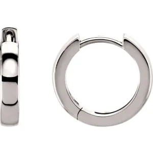 14k White Gold 14mm Hinged Hoop Earrings