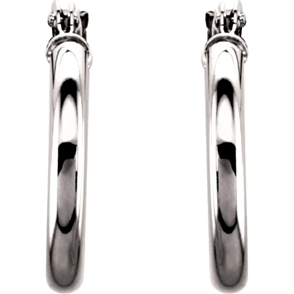 14k White Gold 15mm Tube Hoop Earrings