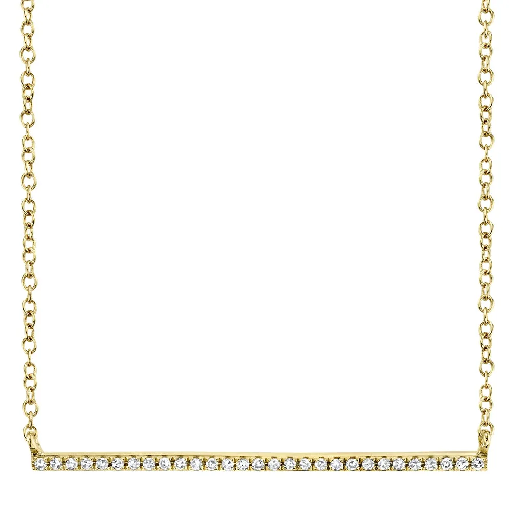 14K White Gold Diamond Bar Necklace