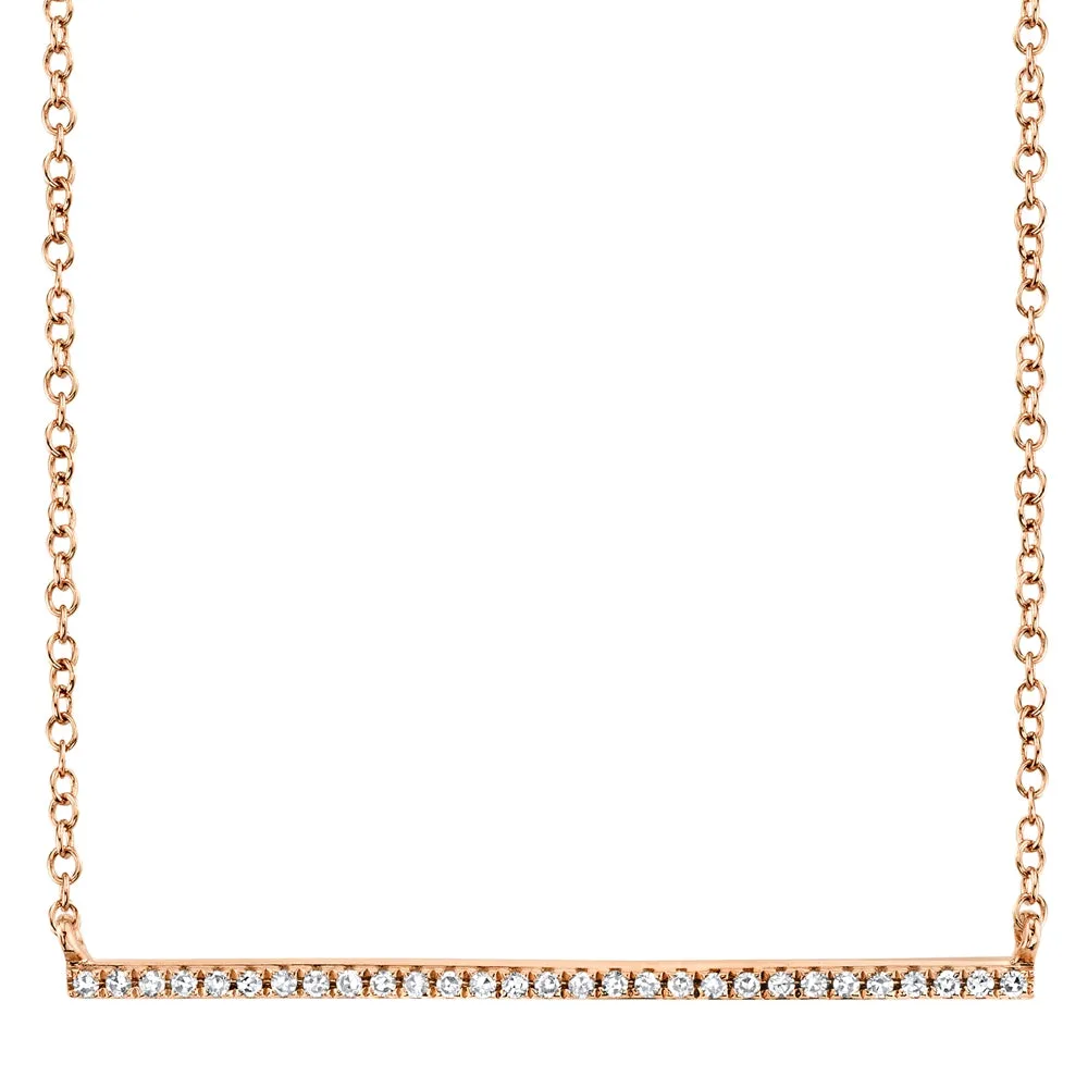 14K White Gold Diamond Bar Necklace