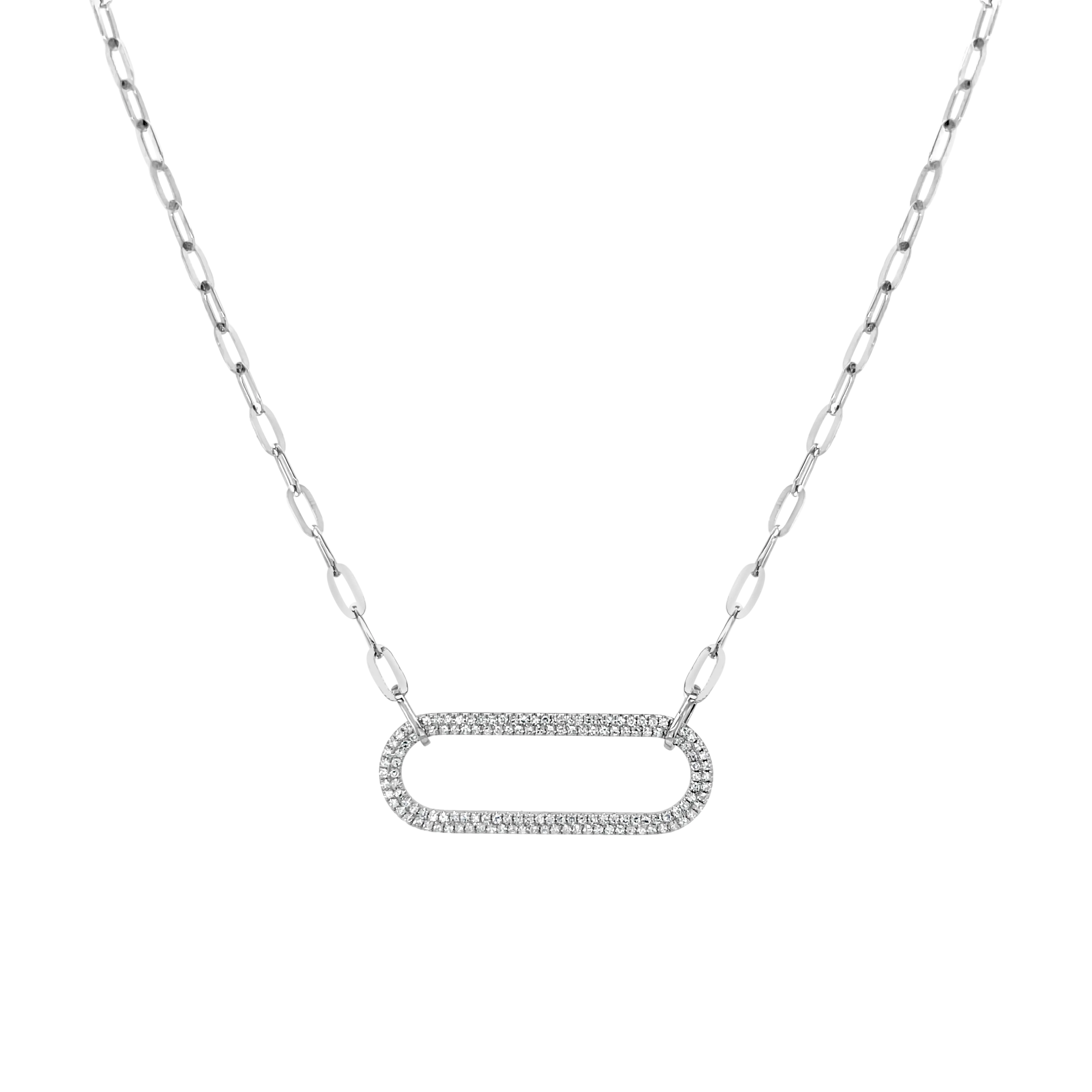14k White Gold Diamond Paperclip Necklace (.30ctw)