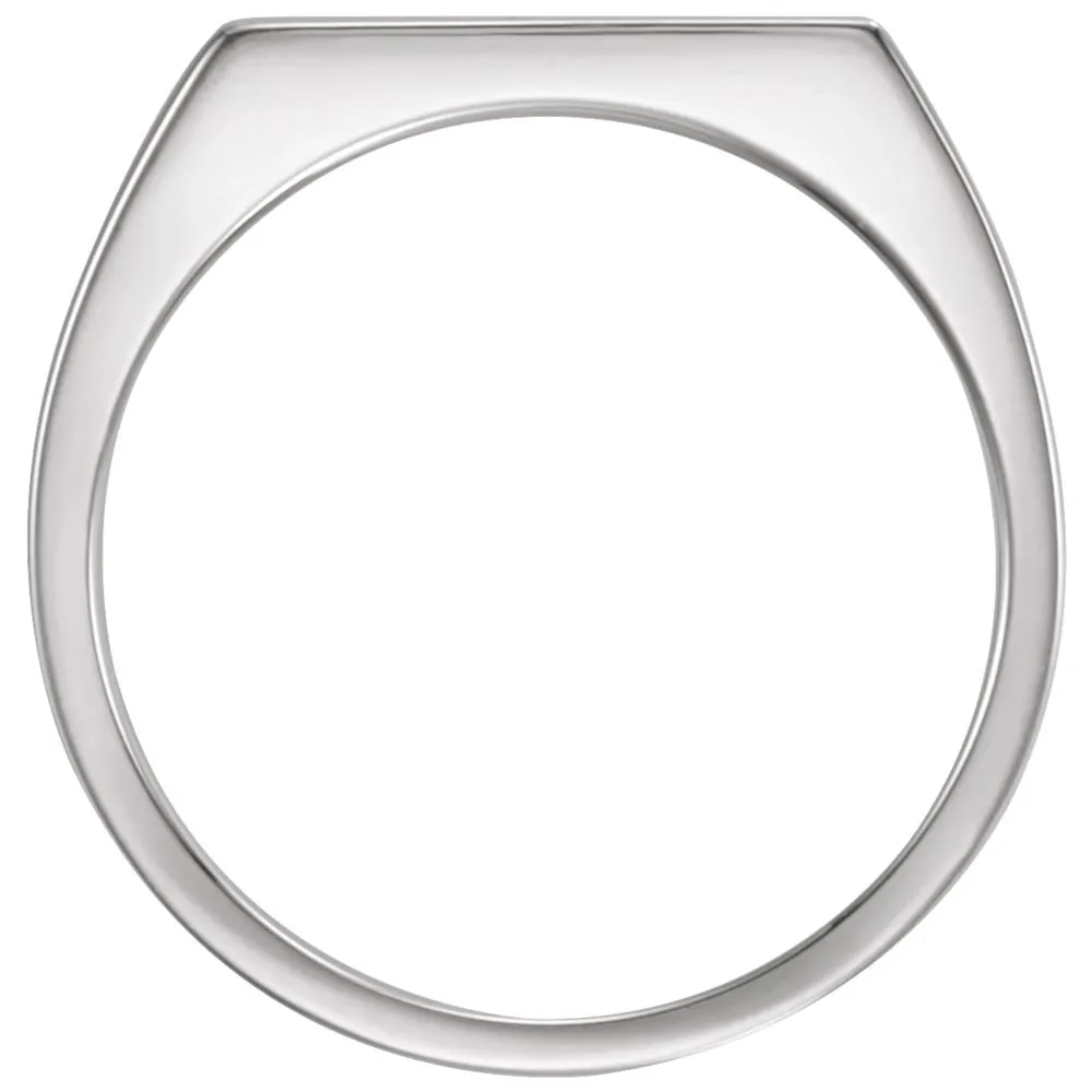 14k White Gold Men's Rectangle Signet Ring, Size 11