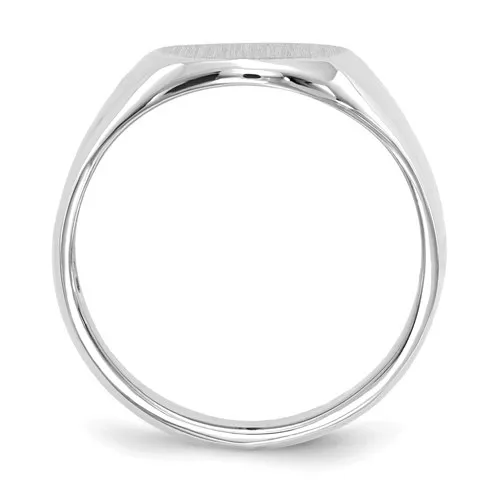 14K White Gold Oval Brushed Top Signet Ring