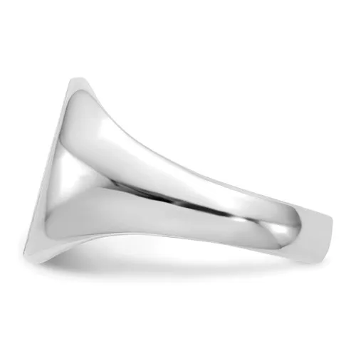 14K White Gold Oval Brushed Top Signet Ring