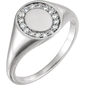 14k White Gold Signet Ring Mounting, Size 7