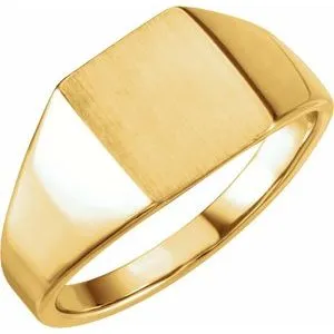 14K Yellow 11x10 mm Rectangle Signet Ring