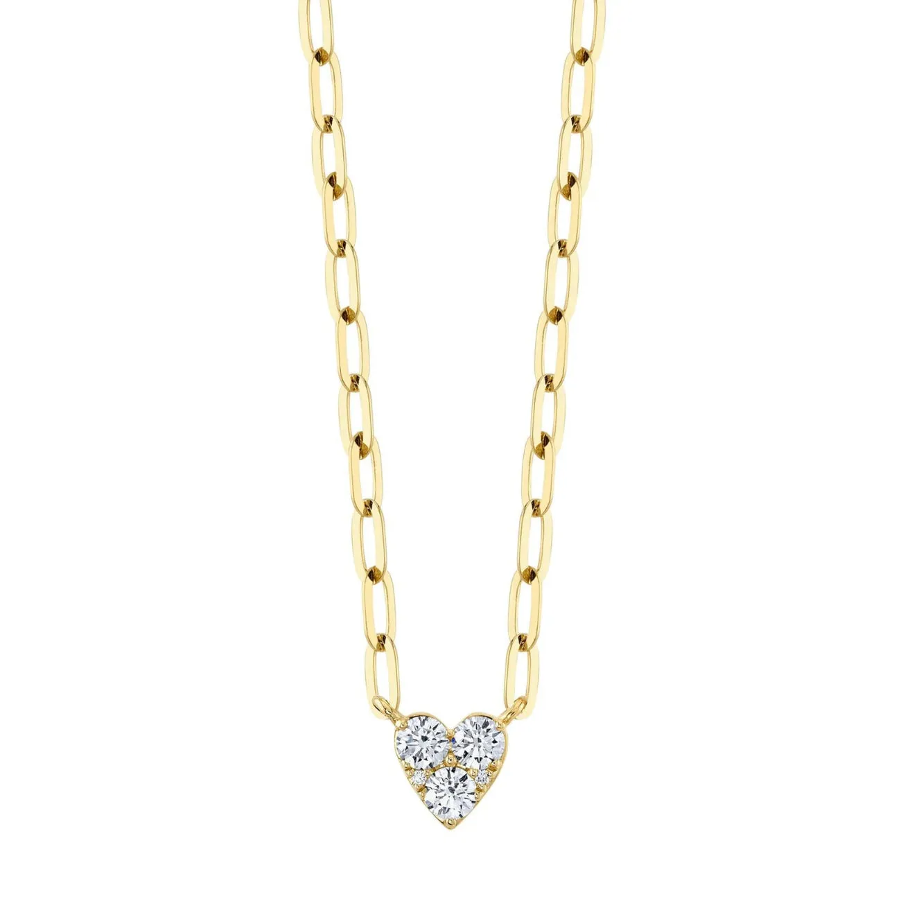 14K Yellow Gold 0.41 ct Diamond Heart Paperclip Link Necklace