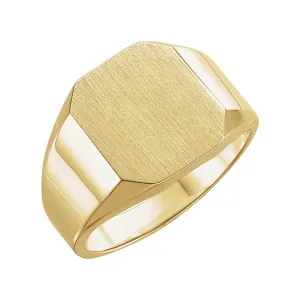 14k Yellow Gold 10x12mm Octagon Signet Ring , Size 6