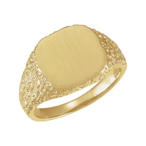 14k Yellow Gold 13mm Signet Ring, Size 10