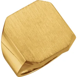 14k Yellow Gold 20x18mm Octagon Men's Signet Ring, Size 9.75