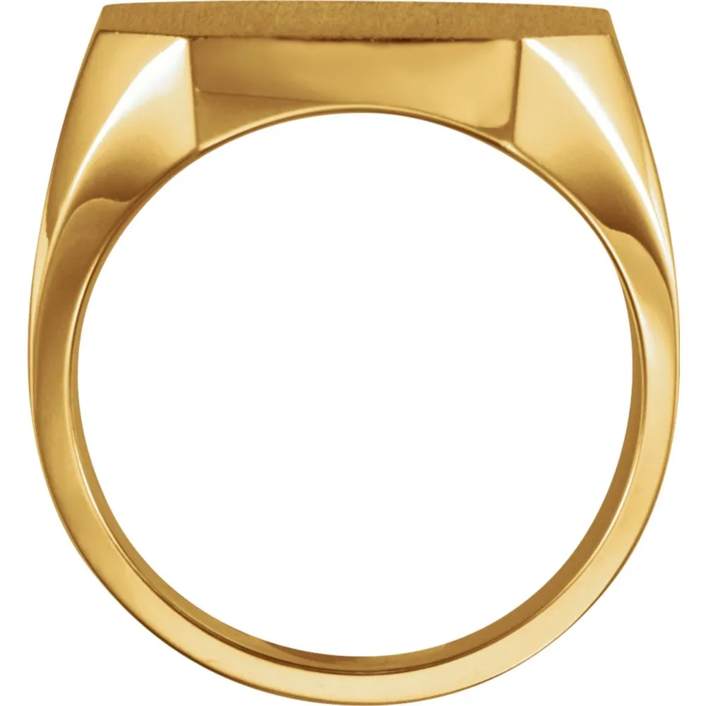 14k Yellow Gold 20x18mm Octagon Men's Signet Ring, Size 9.75