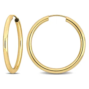 14K Yellow Gold 25MM Hoop Earrings 2mm Wide
