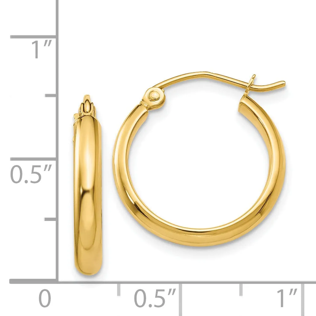 14k Yellow Gold 2.75 x 15MM Hoop Earrings