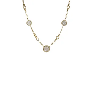 14k Yellow Gold and Three Pave Diamond Stations Necklace