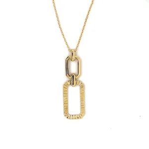14K Yellow Gold Diamond Cut Link Pendant Necklace 17.5"