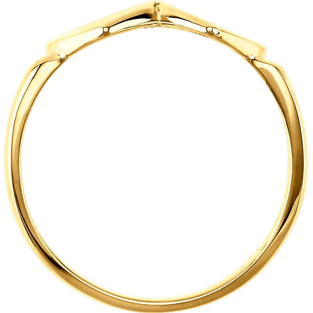 14k Yellow Gold Double Heart Signet Ring, Size 5.75