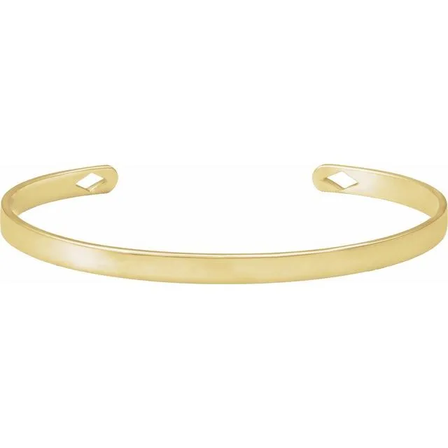 14K Yellow Gold Engravable Cuff 7" Bracelet
