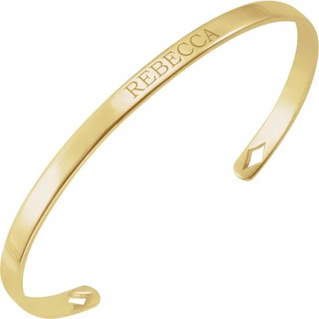 14K Yellow Gold Engravable Cuff 7" Bracelet