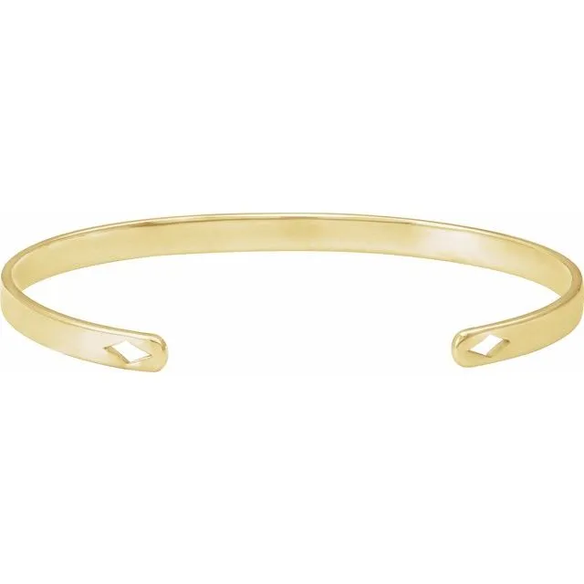 14K Yellow Gold Engravable Cuff 7" Bracelet