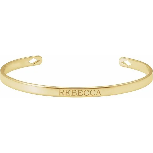 14K Yellow Gold Engravable Cuff 7" Bracelet