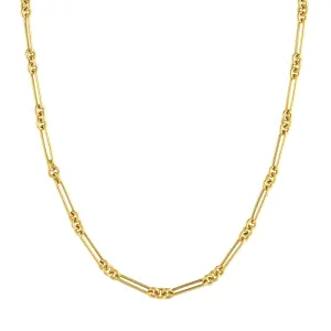 14K Yellow Gold Fancy Rounded Paperclip Link Chain Necklace