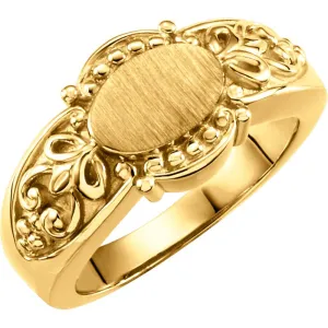 14K Yellow Gold Fashion Signet Ring, Size 6