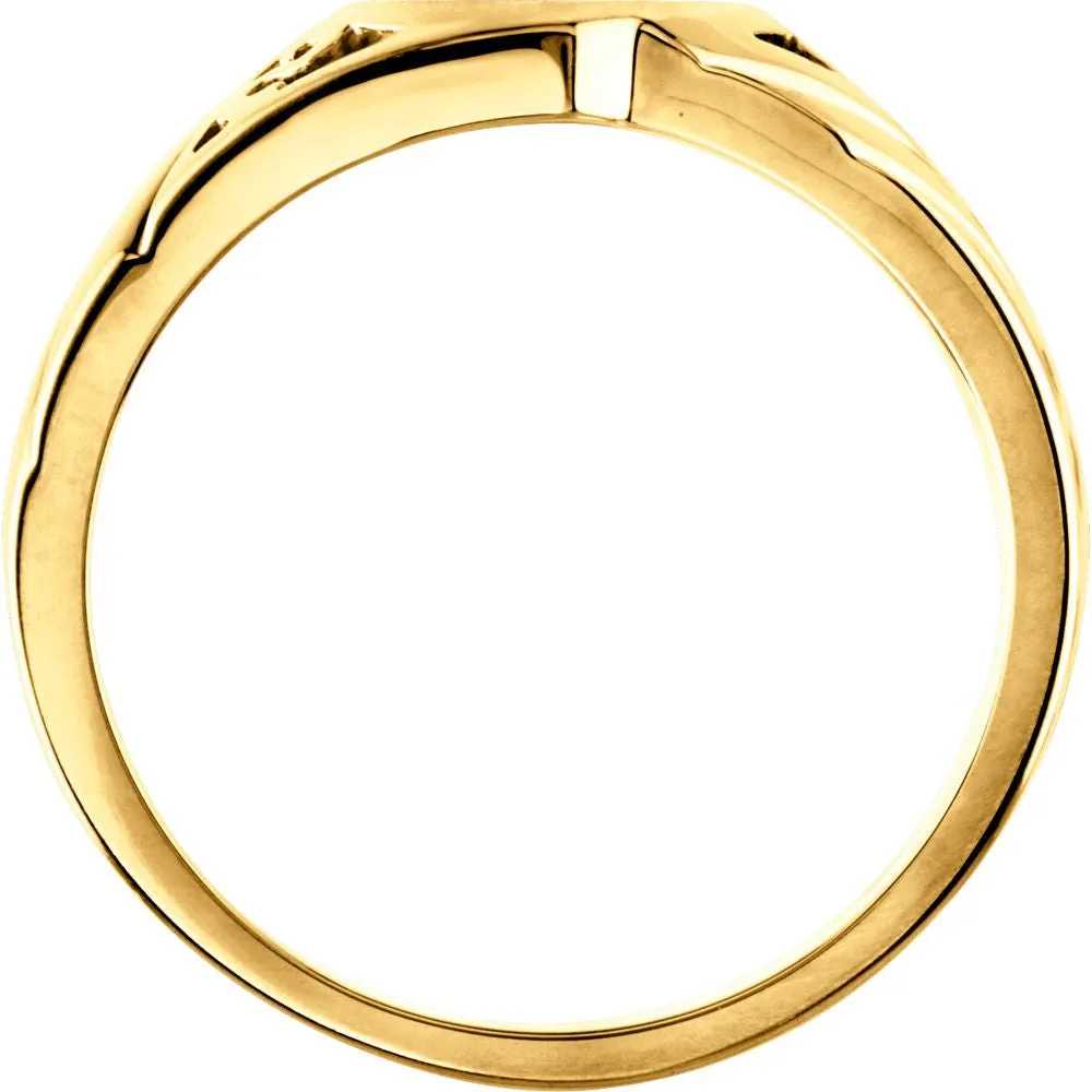 14k Yellow Gold Heart Signet Ring, Size 6
