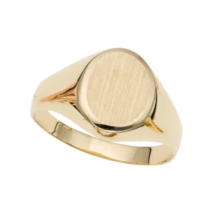14K Yellow Gold Matte Oval Signet Ring R7194-07