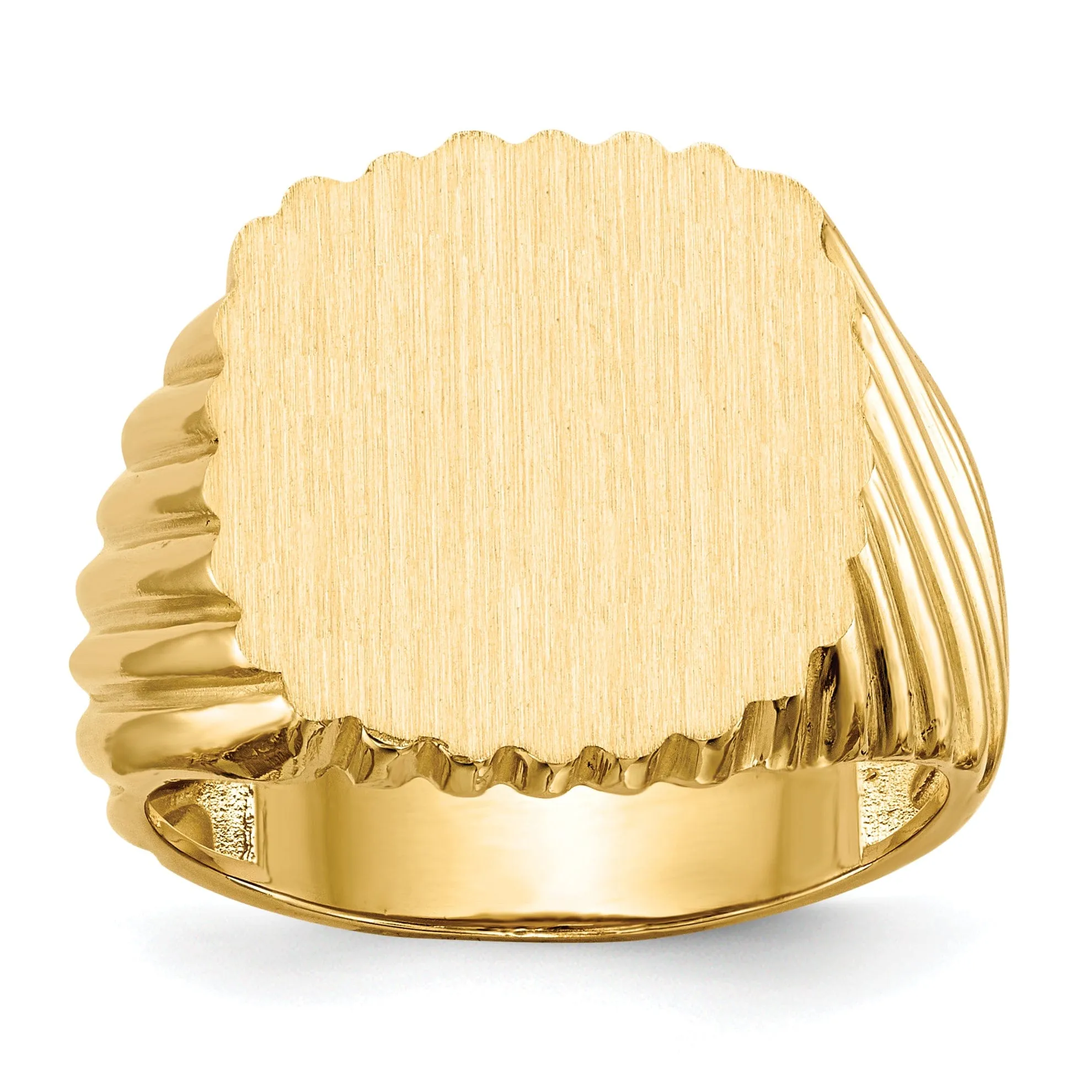 14k Yellow Gold Men's Open Back Signet Ring