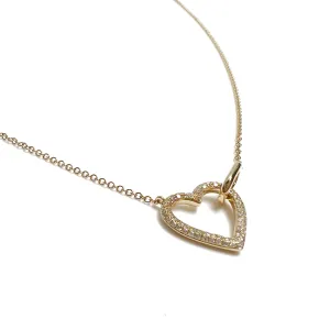 14K Yellow Gold Open Heart Diamond Necklace