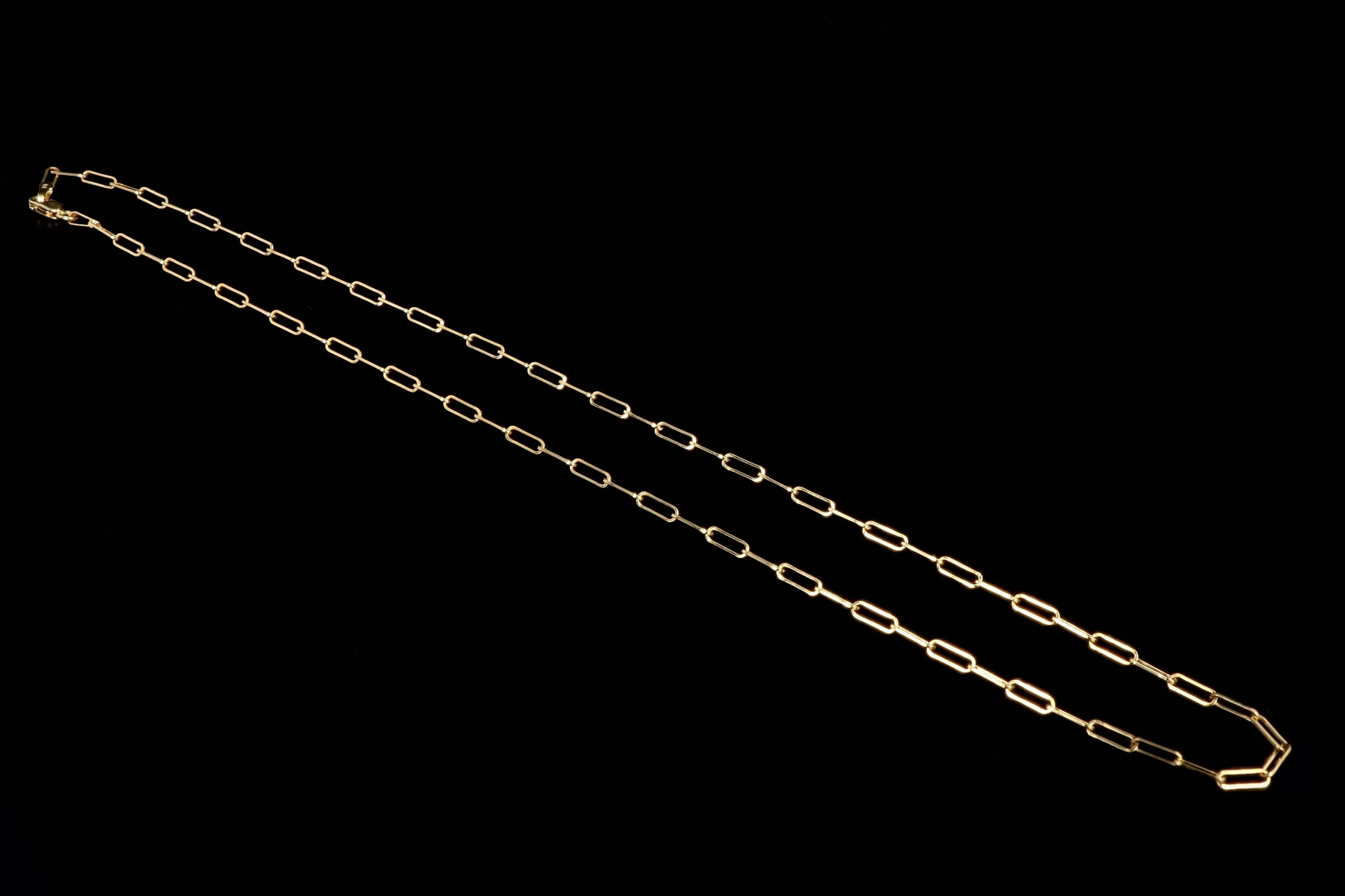14k Yellow Gold Paper Clip Open Link Necklace