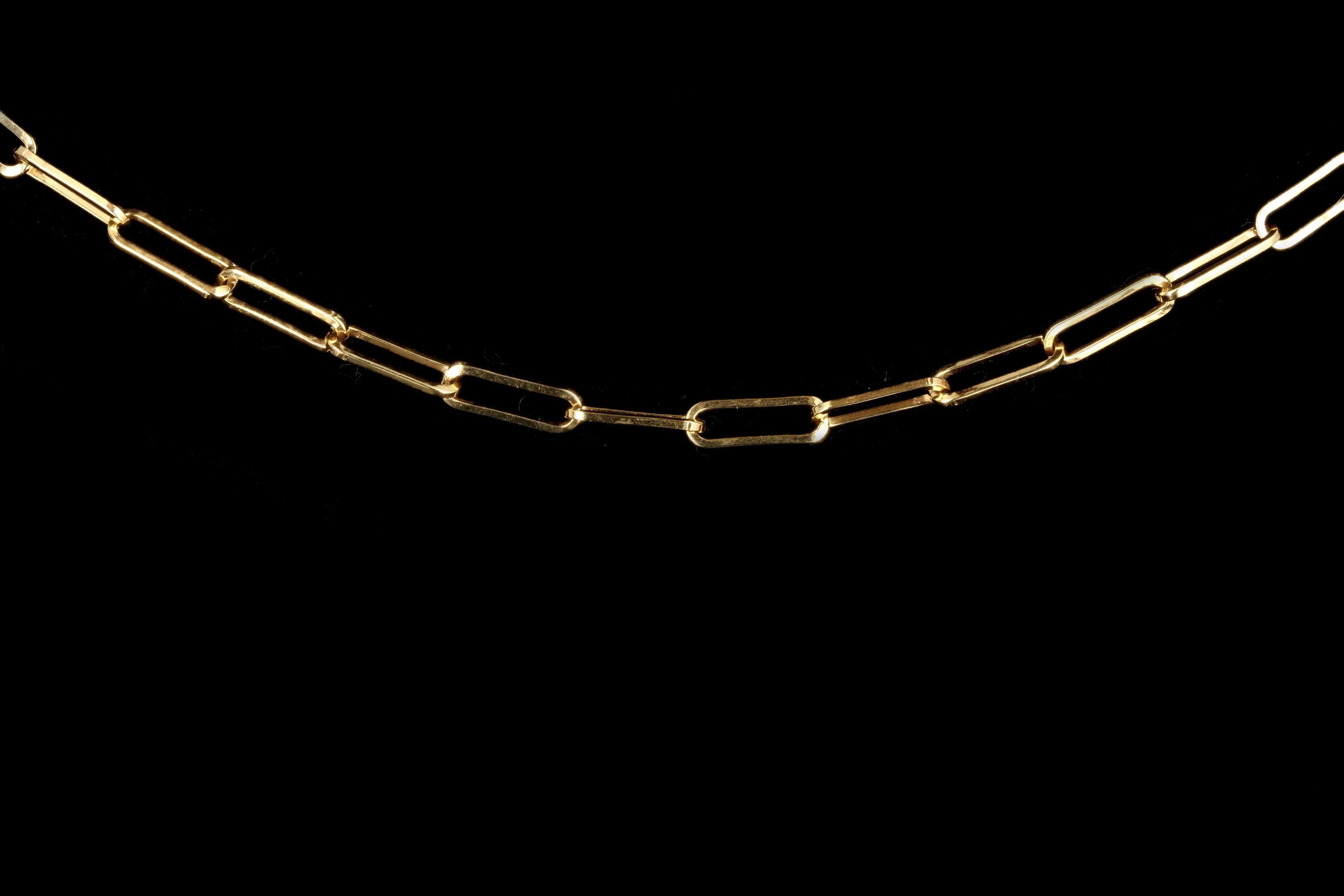 14k Yellow Gold Paper Clip Open Link Necklace