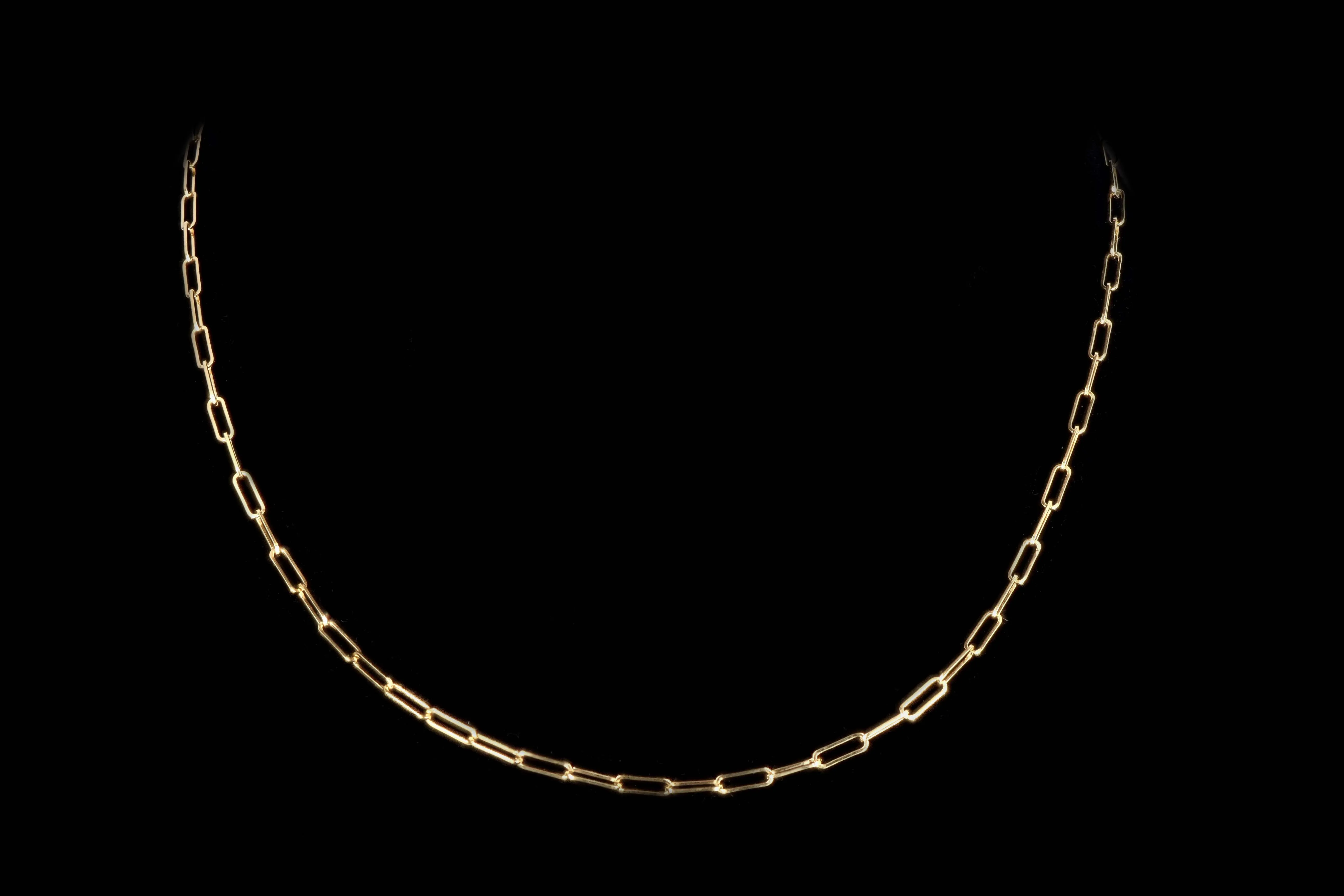 14k Yellow Gold Paper Clip Open Link Necklace