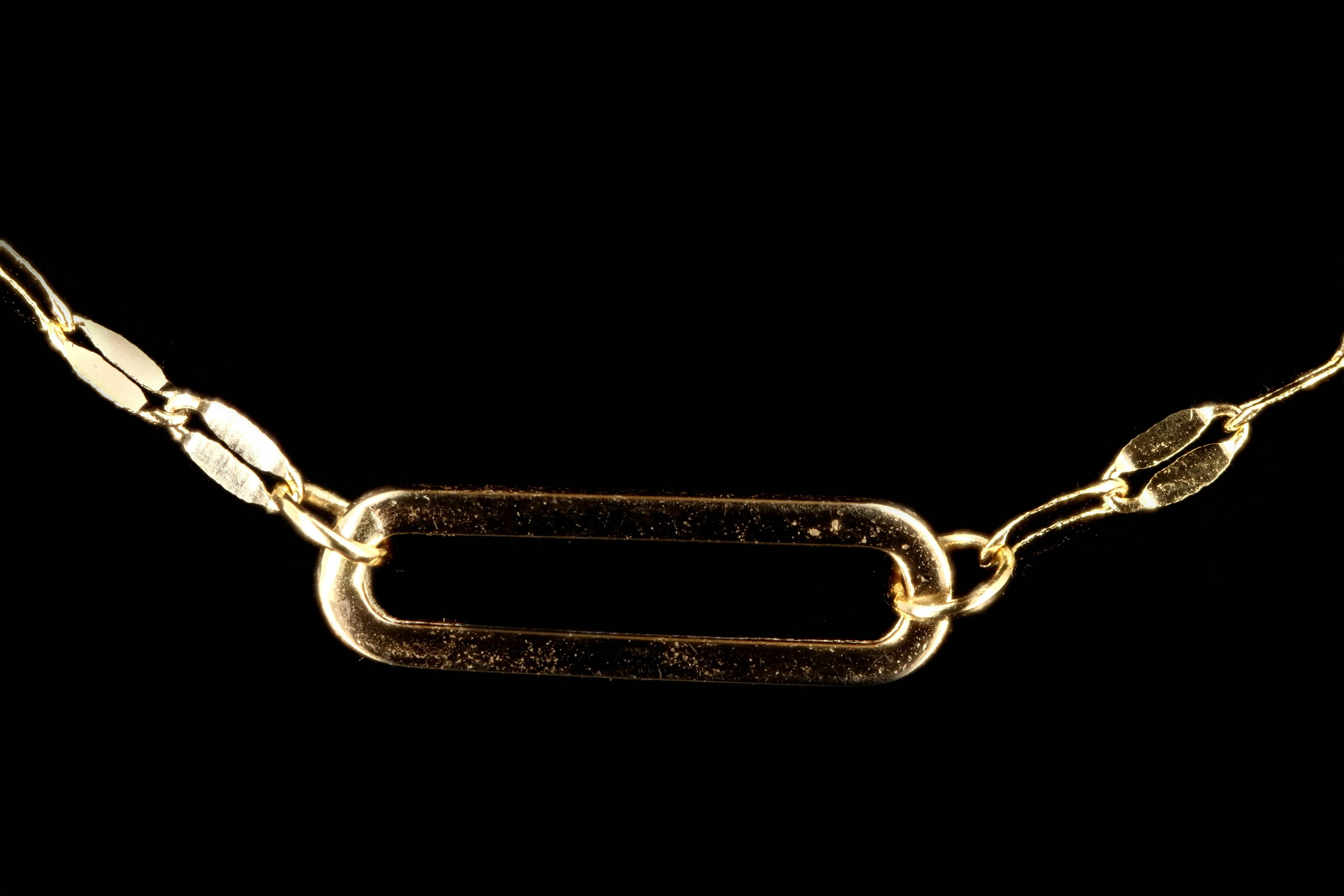 14K Yellow Gold Paperclip Station Necklace