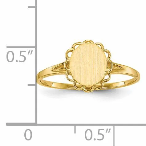 14k Yellow Gold Polished Solid Signet Ring