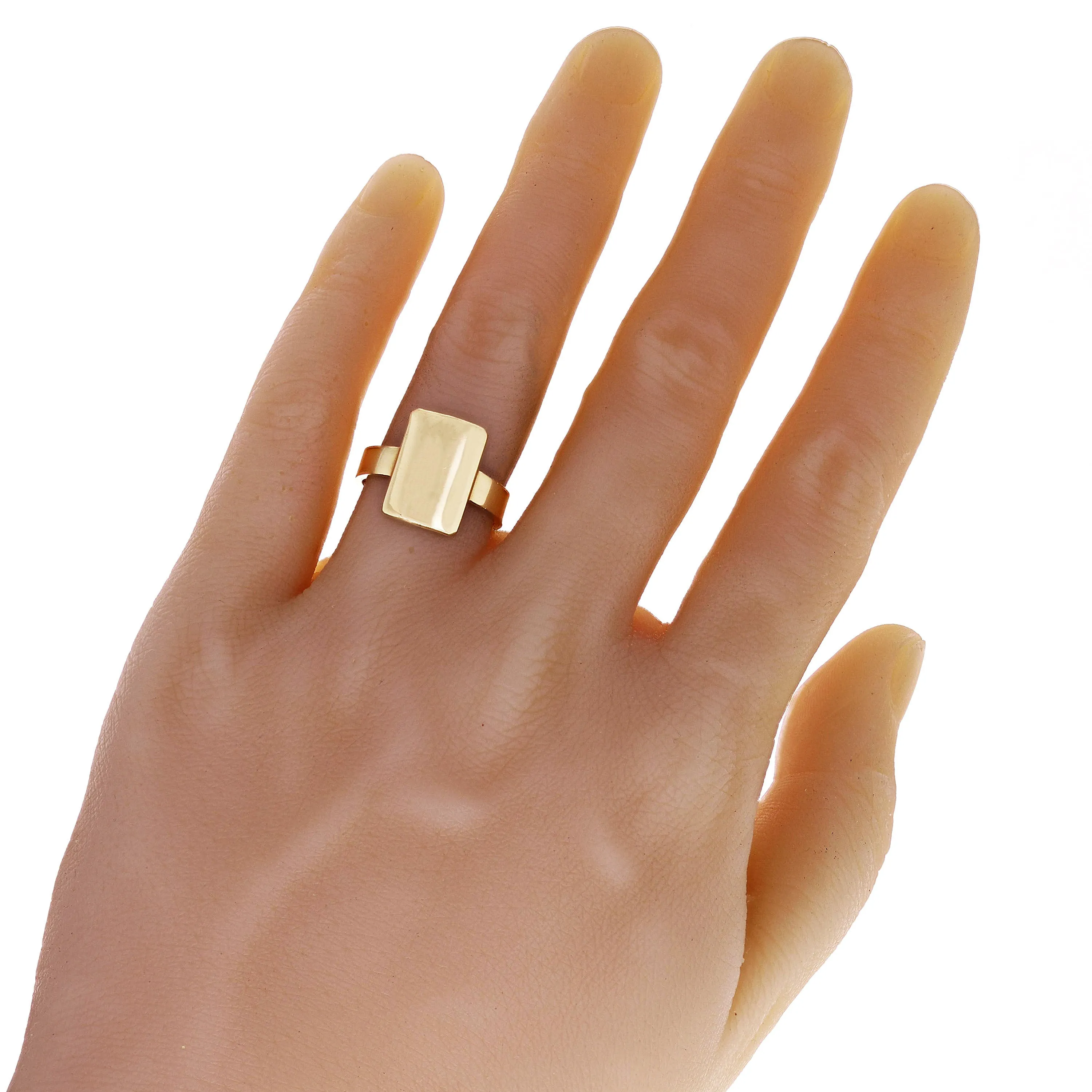 14k Yellow Gold Rectangle Signet Ring Size 8 - 15.6mm 7.6 grams