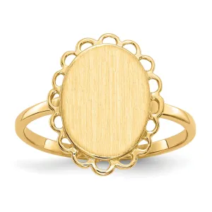 14k Yellow Gold Solid Back Signet Ring