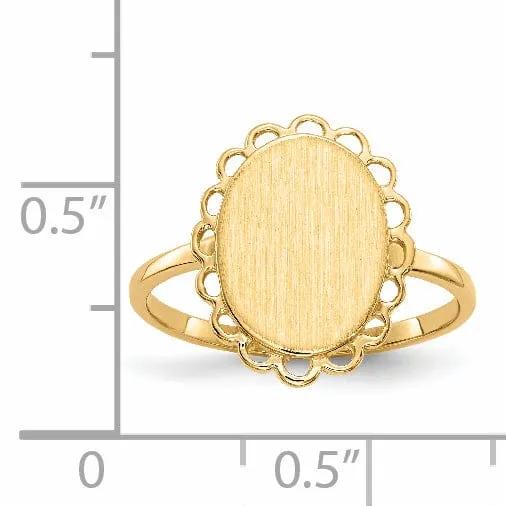 14k Yellow Gold Solid Back Signet Ring