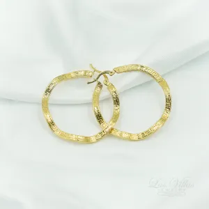 14K zig-zag fashion Gold hoop earrings