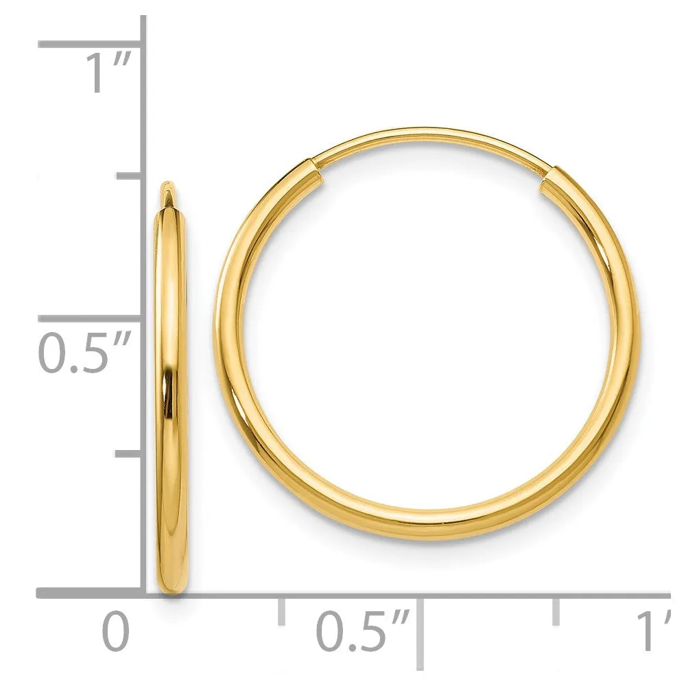 14KT Yellow Gold 17X1.5MM Endless Hoop Earrings