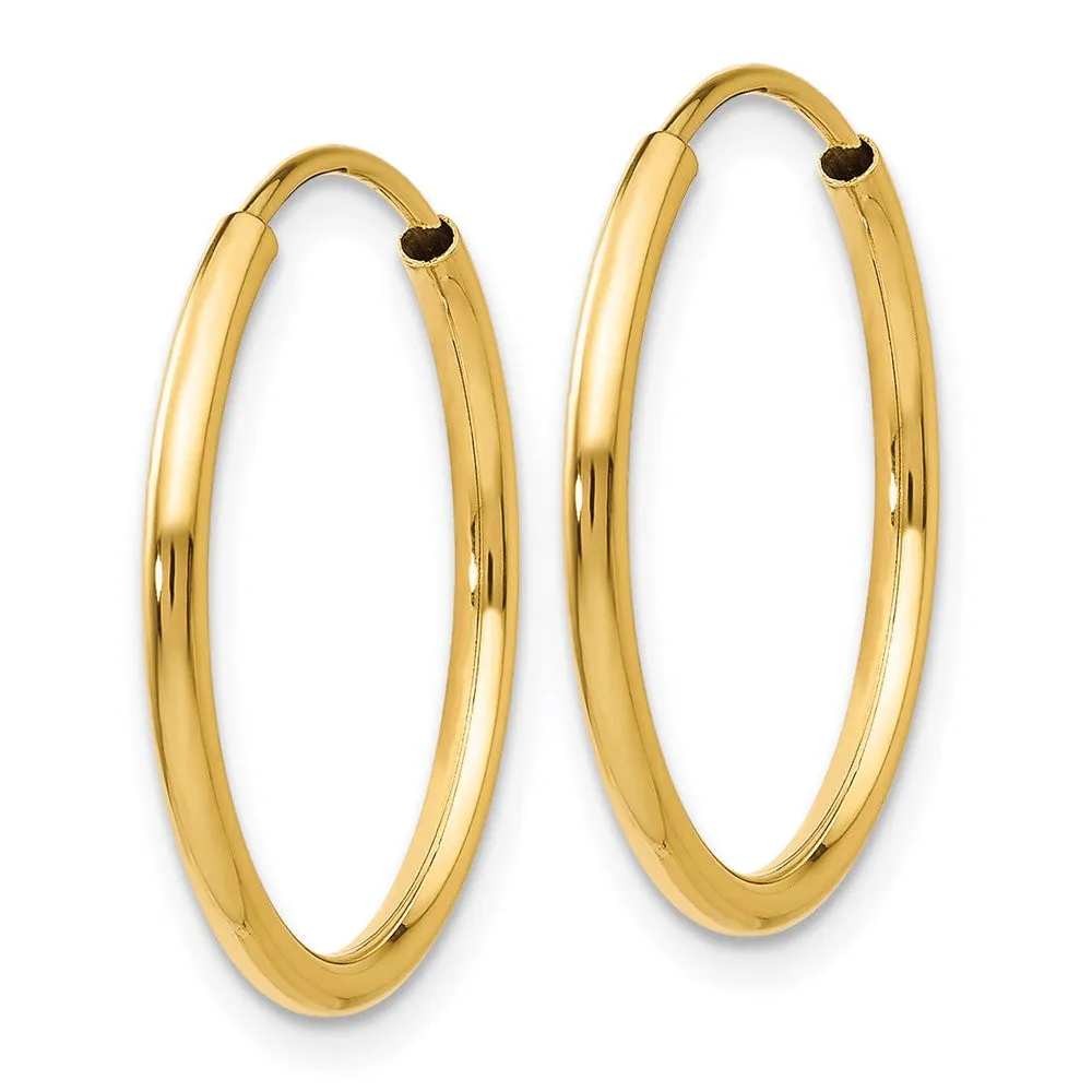 14KT Yellow Gold 17X1.5MM Endless Hoop Earrings