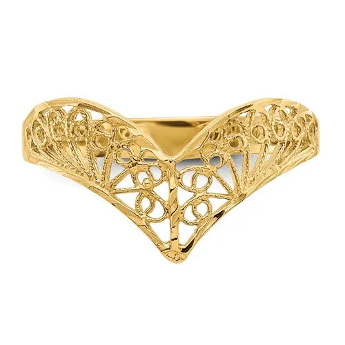 14KT Yellow Gold Diamond-Cut Filigree Ring